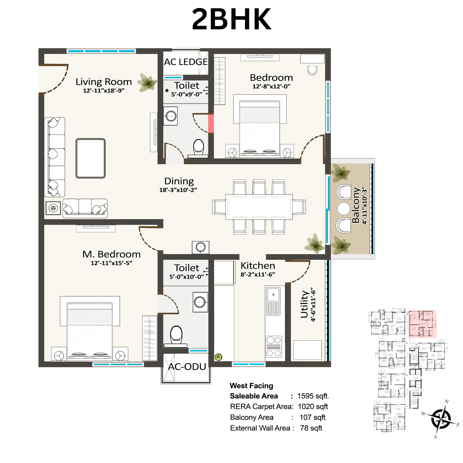 2 BHK Floor Plan