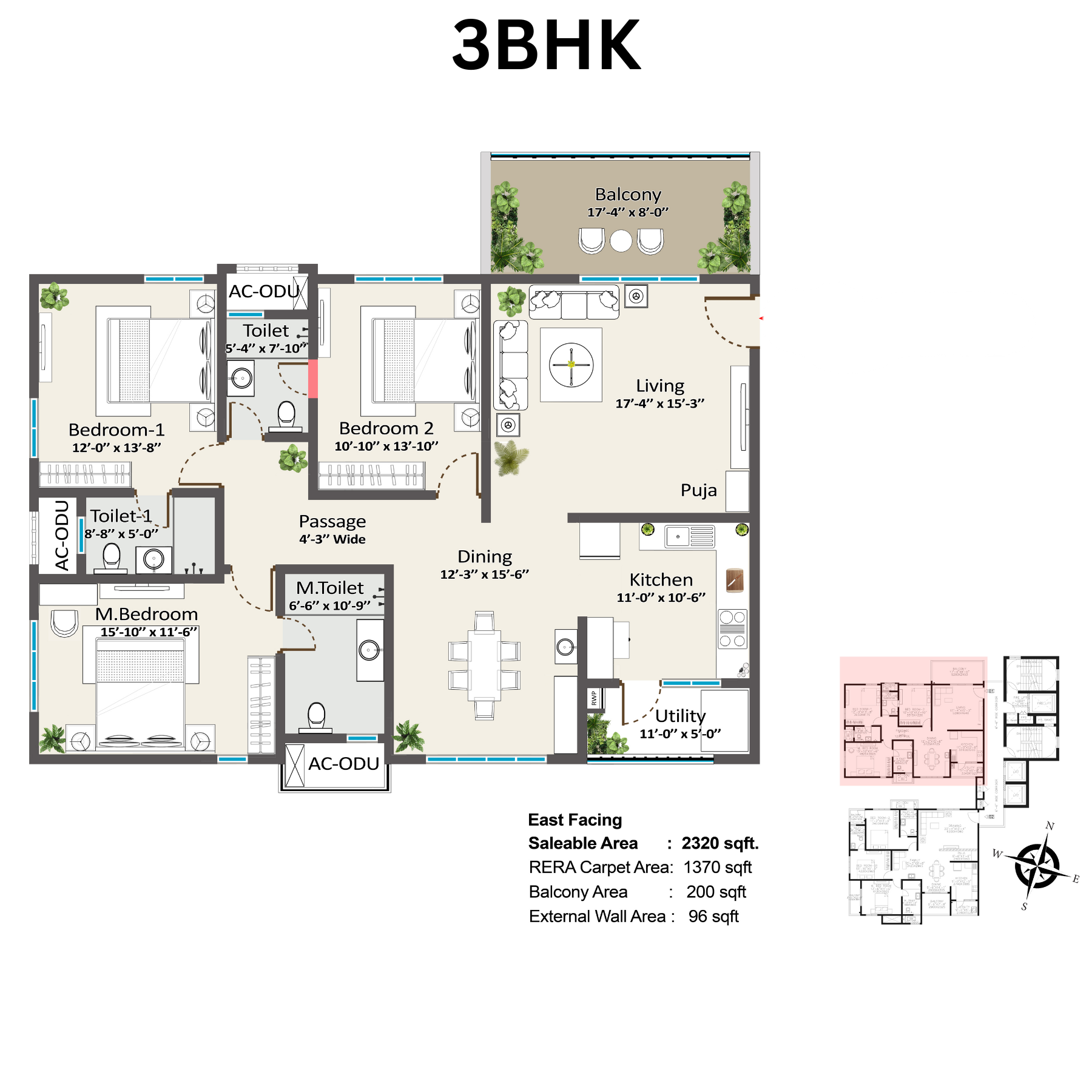 3 BHK Floor Plan
